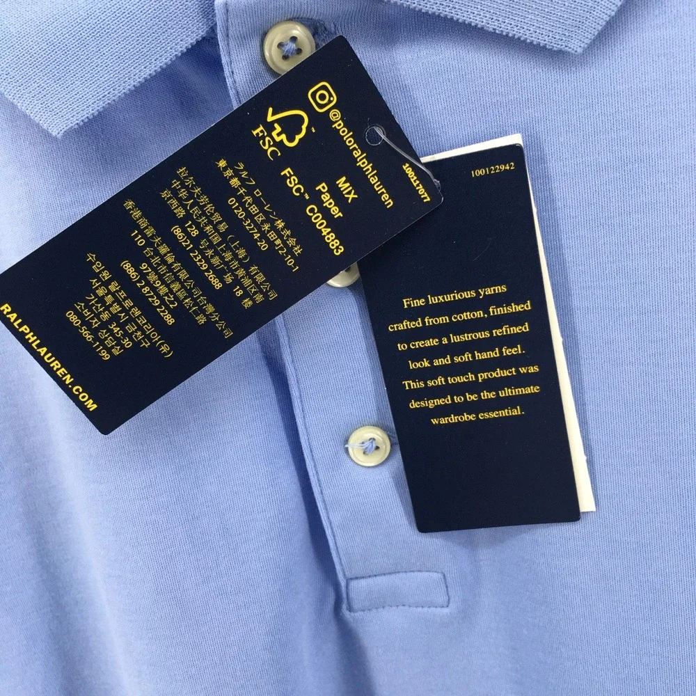 Polo Ralph Lauren Polo Shirt Men XXL Blue Custom Slim Fit Short Sleeve Cotton